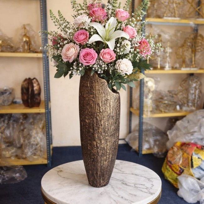 Antique Textured Floor Flower Vase