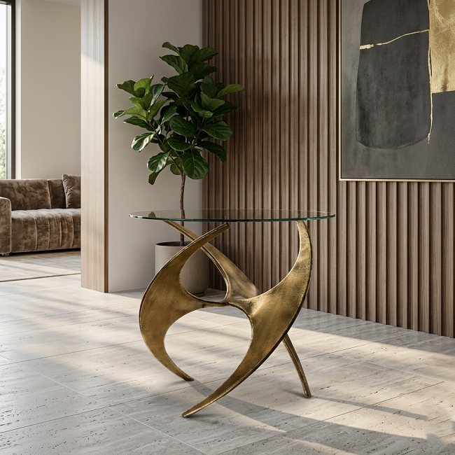 SA Decor Aurora Sculptural Glass Side Table