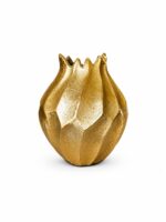 Modern Gold Geometric Flower Vase with Luxury Rose Arrangement - Image 2