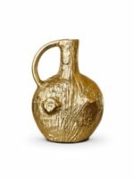 Luxury Gold Textured Ceramic Flower Vase with Pink Floral Arrangement - Image 2