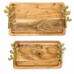 Wooden Tray With Gold Aluminum Handle - Image 3
