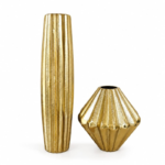 Luxury Golden Flower Vase Set with Artificial Roses - Image 2